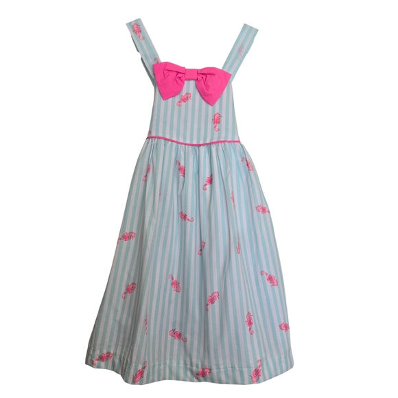 Tommy Bahama Other - NWT Tommy Bahama Kids Aqua White Strip Pink Seahorse Sun Dress